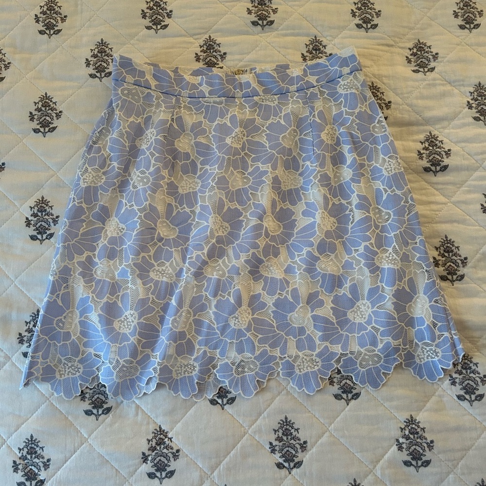 Aqua light blue floral lace skirt